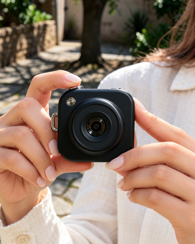Type C Şarjlı Pembe Mini Fotoğraf Makinesi Taşıma Askılı Dijital Kamera