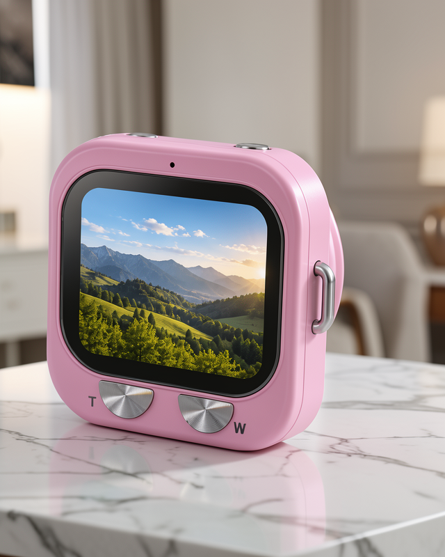 Günlük ve Seyahat Kullanımı İçin Ekranlı Pembe Mini Dijital Kamera