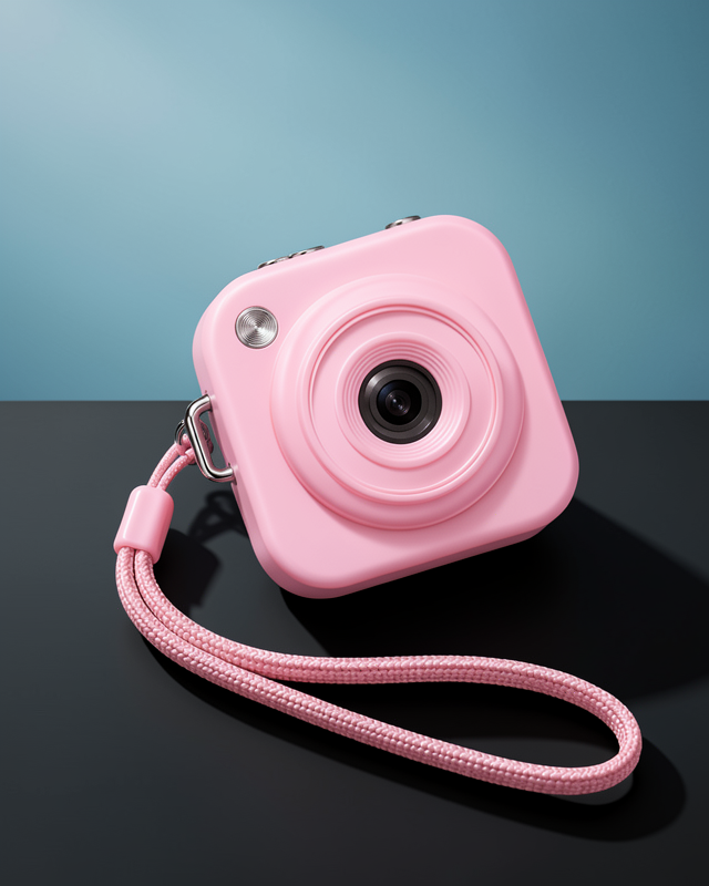 1. Cep Boy Pembe Dijital Fotoğraf Makinesi 2,01 İnç Ekran ve Type C Şarj