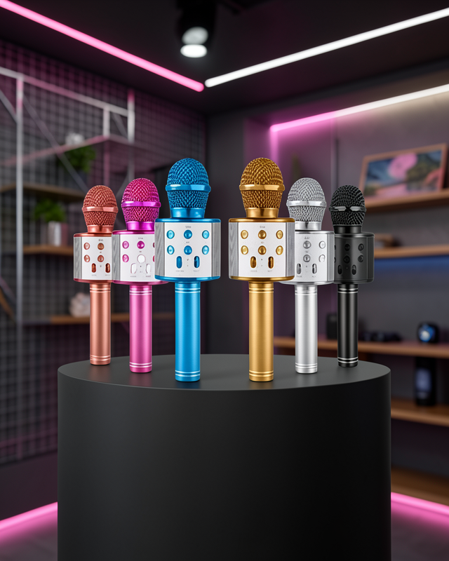Karaoke Mikrofon Bluetooth Bağlantılı Aux Girişli Uzun Pil Ömrü Yüksek Ses Kaliteli