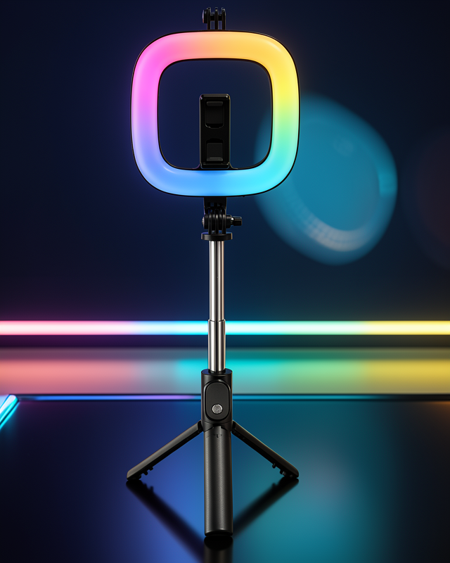Fotoğraf ve Video Çekimi İçin RGB Halka Işık Bluetooth Kumandalı Telefon Tripodu