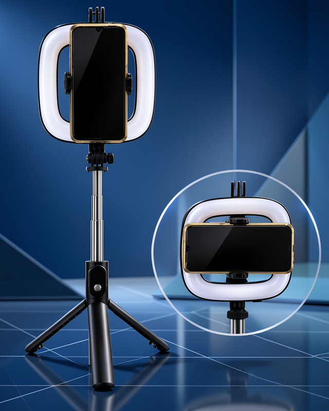 Parlaklık Ayarlı RGB Halka Işık Kablosuz Kumandalı ve Telefon Tutuculu Tripod