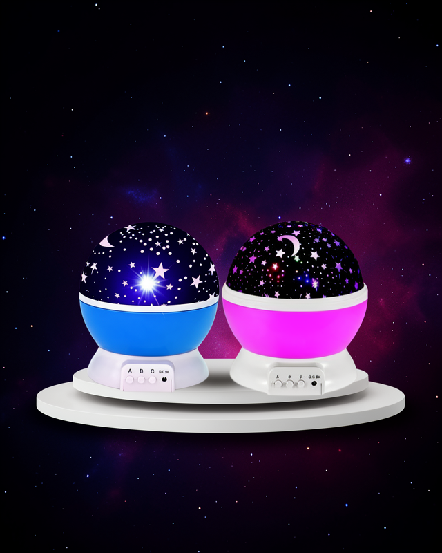 Renkli Yıldızlı Gökyüzü Projeksiyon Gece Lambası Pilli ve USB Kablolu