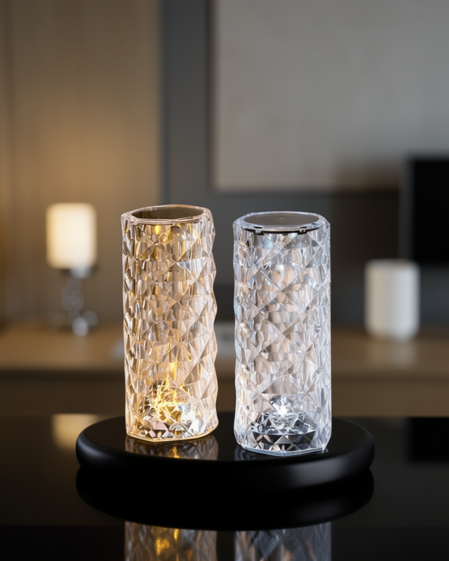 Yeni Nesil Modern Kristal Masa ve Gece Lambası Dokunmatik Renk Değiştirebilen