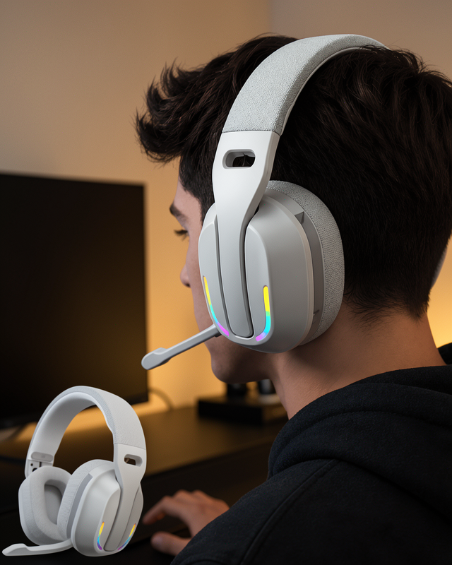 Kablosuz Bluetooth Kulaklık RGB Işıklı Mikrofonlu Stereo Kulaküstü Kulaklık