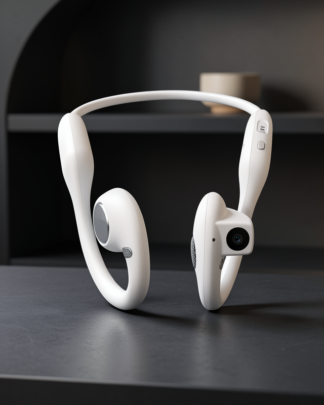 Fotoğraf Çekebilen Bluetooth Kulaklık Mikrofonlu Açık Kulak Tasarım