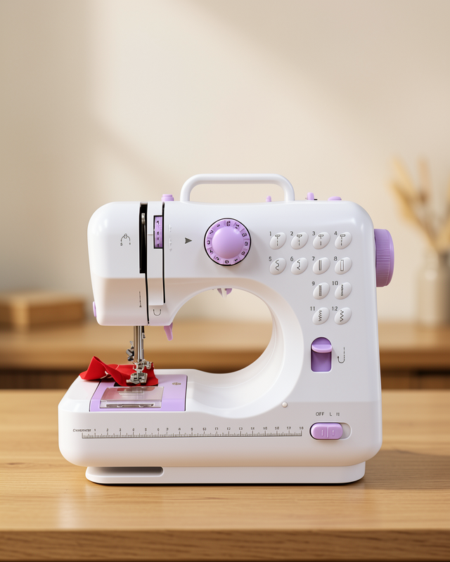 Ayak Pedallı Dikiş Makinesi Beyaz Lila Mini Tasarım