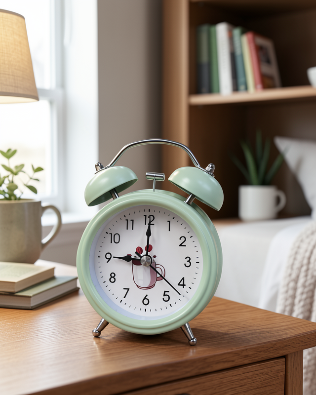 Desenli Kadranlı Analog Masa Saati Alarm Özellikli