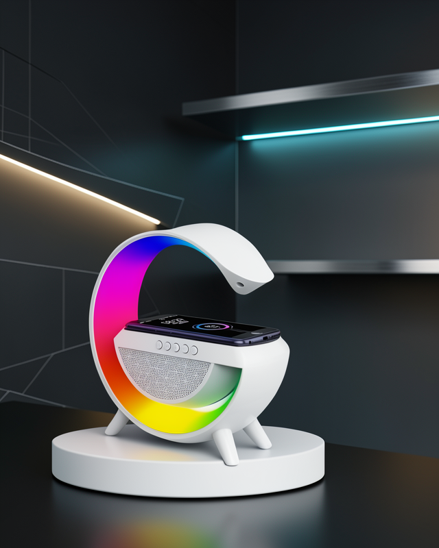 Bluetooth Hoparlör G Şekli Atmosfer Akıllı Rgb Lamba Wireless Kablosuz Şarj