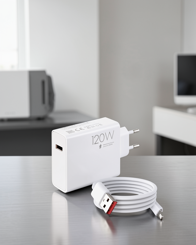 120 Watt Turbo Hızlı Şarj Aleti Seti Hızlı Şarj Adaptörü Beyaz