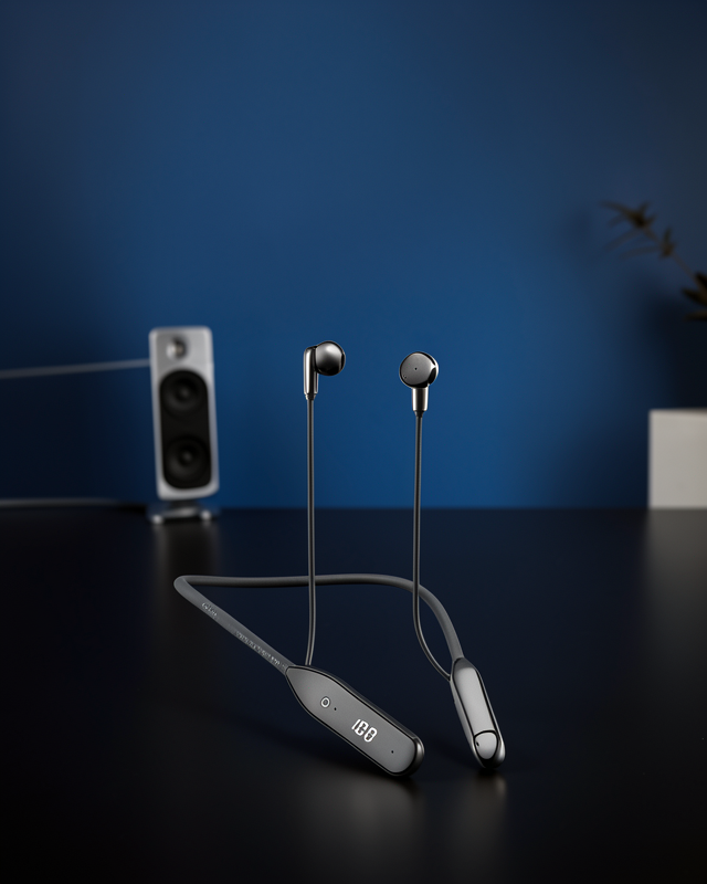 100 Saat Kablolu Boyun Askılı Dijital Göstergeli Bluetooth Kulaklık