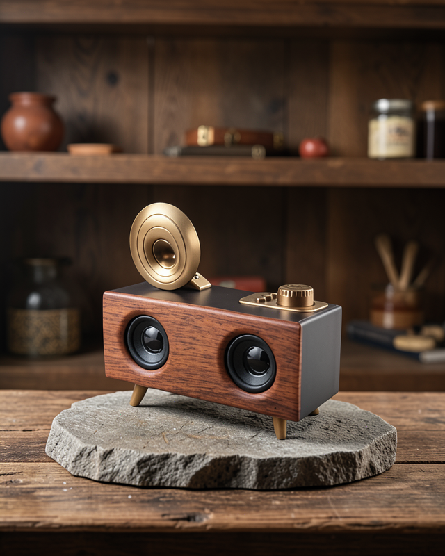 Gramafon Radyo Bluetooth Hoparlör Nostaljik Radyo FM Radyo