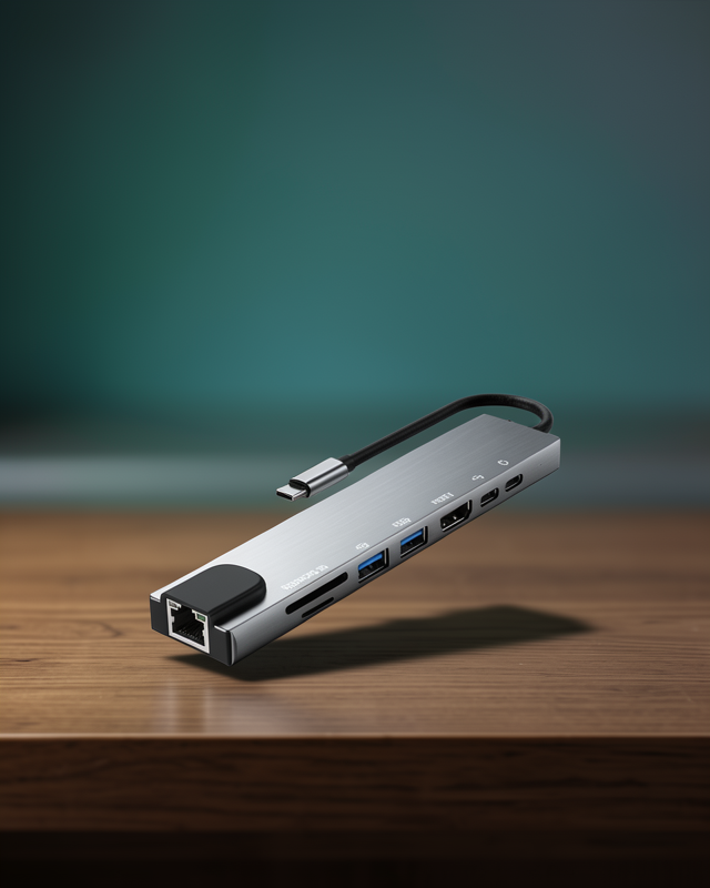 8 Portlu Macbook Çevirici Type C Hub  SD TF USB Çoğaltıcı Ethernet
