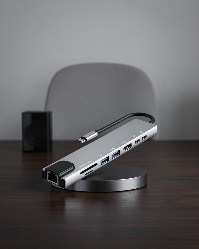 8 Port Çoklayıcı Macbook Ile Uyumlu Çoğaltıcı Type-C dönüştürücü TF SD kart
