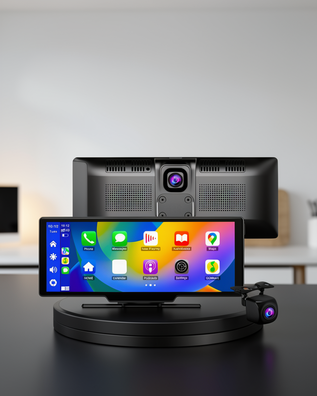 Android ve İOS Uyumlu Ön Arka Çift Kameralı Araç Ekranı Dokunmatik CarPlay