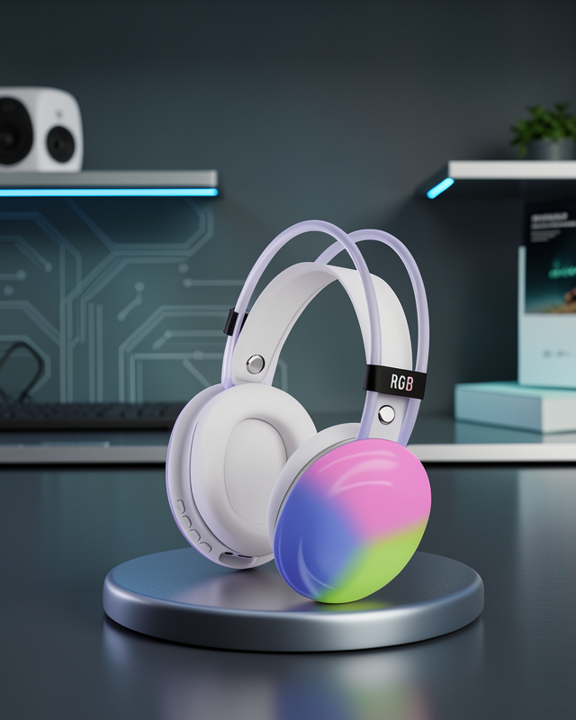 RGB Işıklı Yüksek Ses Kaliteli Kablosuz Kulak Üstü Bluetooth Kulaklık