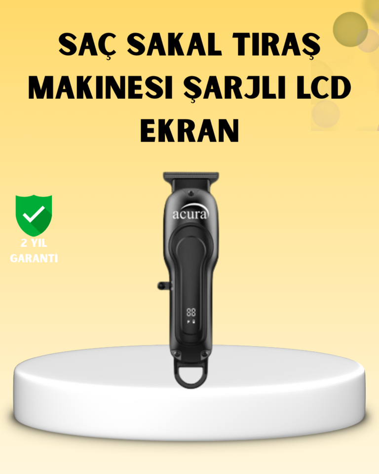 Profesyonel Tıraş Makinesi LCD Ekranlı Turbo Mod ve Güçlü Motor