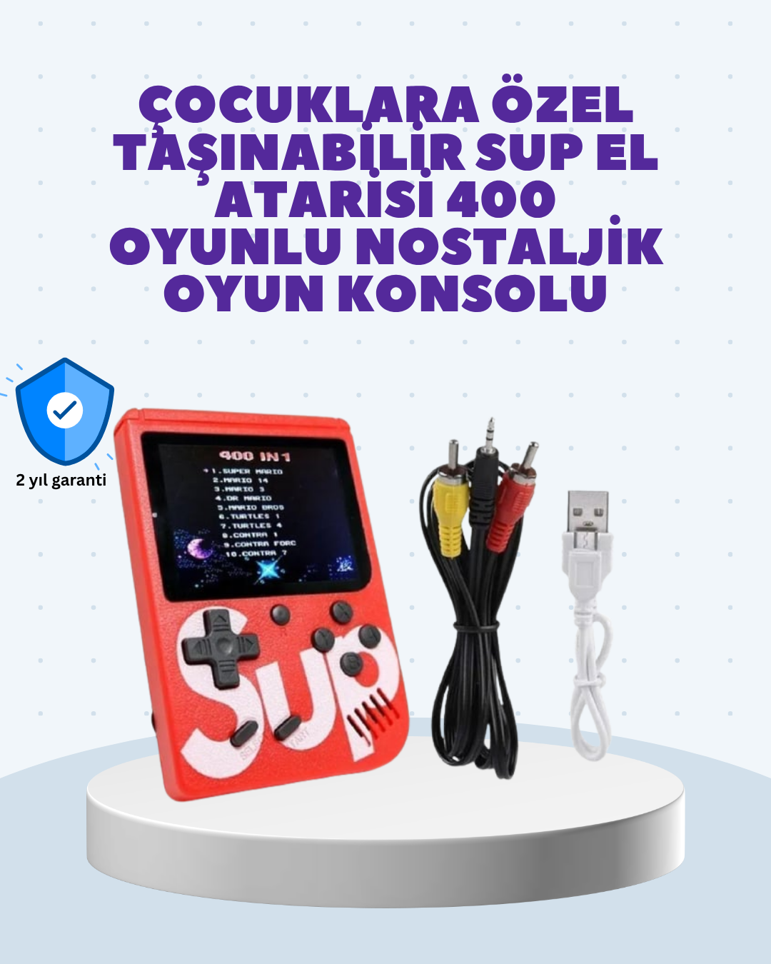Şarjlı Taşınabilir El Oyun Konsolu 400 Oyun