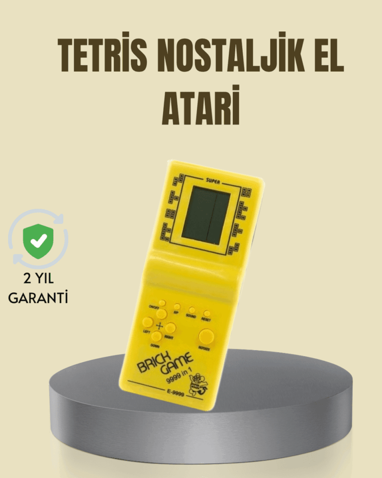 Taşınabilir Tetris Oyunu El Konsolu – Dayanıklı Plastik, Pil ile Çalışan Retro Oyun Aleti