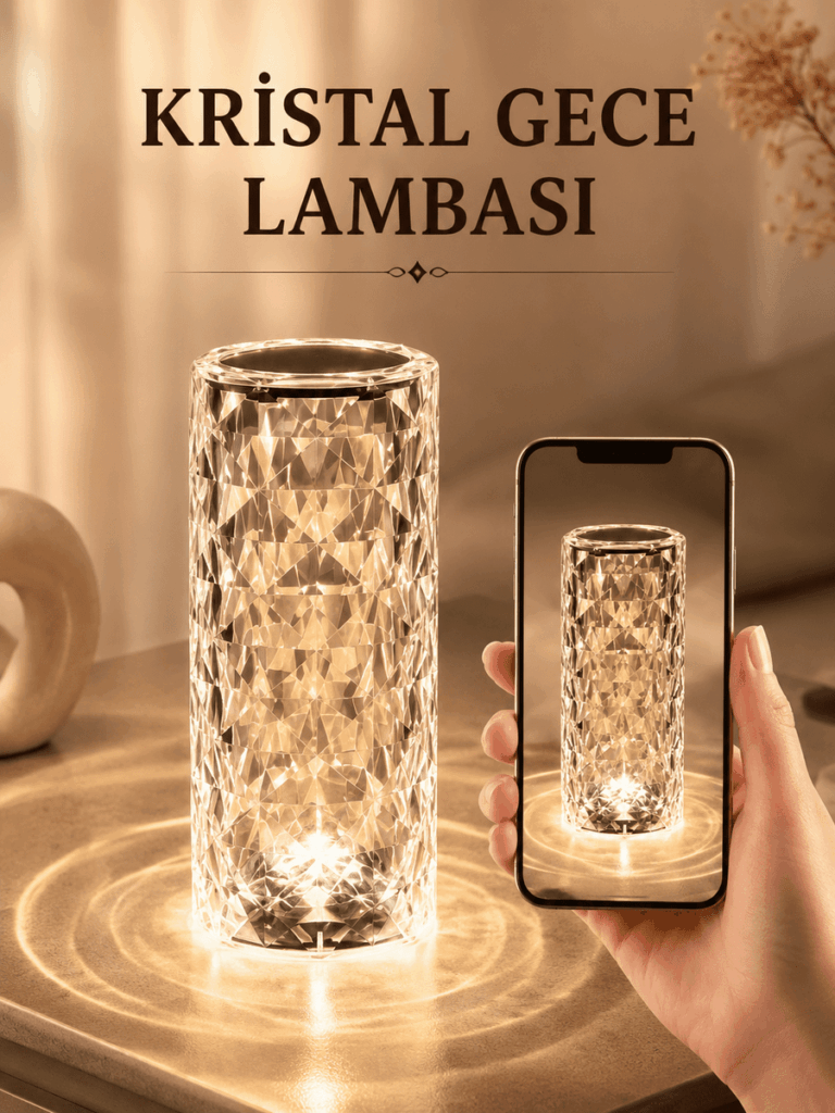 Kristal Dokunmatik Ve Kumandalı Masa Ve Gece lambasI