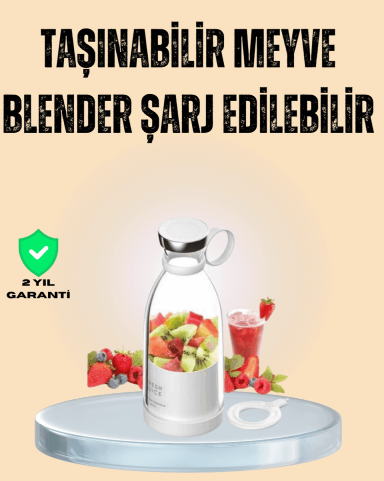1200mAh Şarjlı, Hafif ve Pratik Taşınabilir Blender