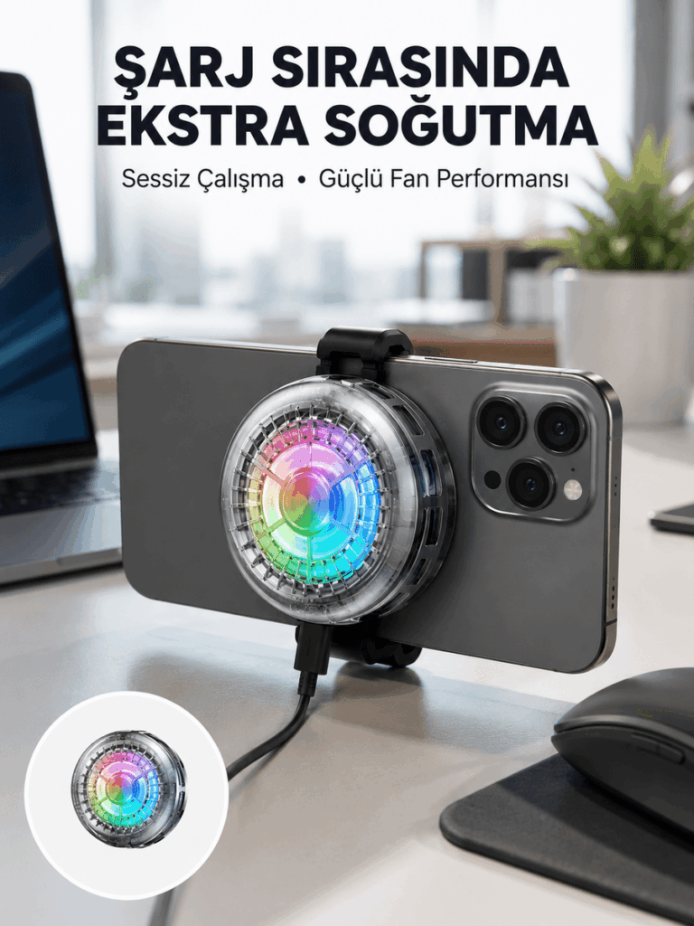 RGB Gaming Telefon Fanı Sessiz Soğutucu Tüm Akıllı Telefonlara Uygun Yeni Nesil
