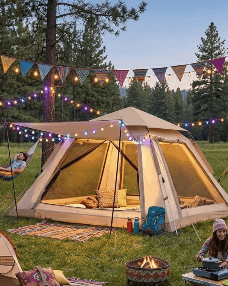 Güneşlikli Kamp Çadırı 240x240x160 cm 6 Kişilik Kolay Kurulum Outdoor
