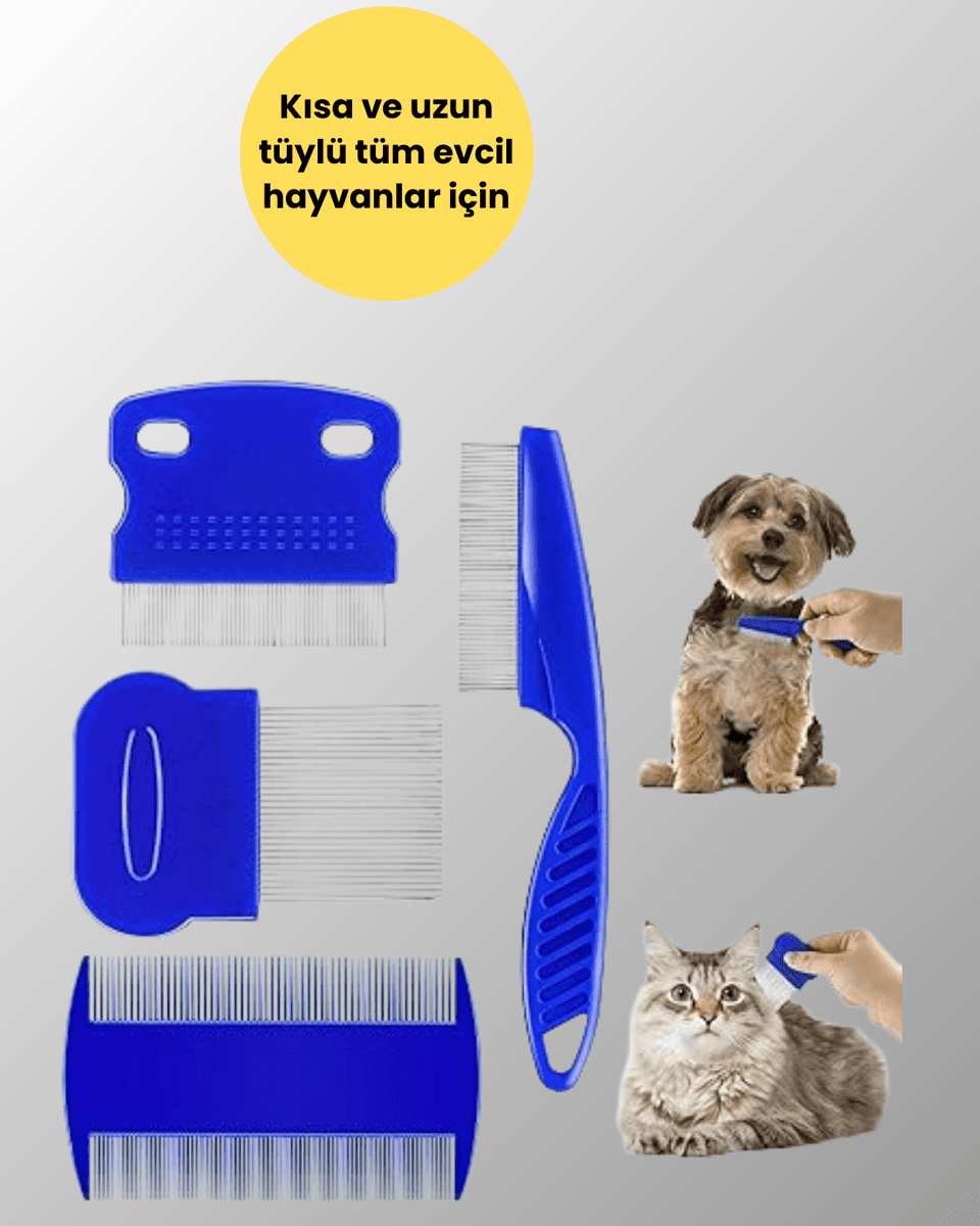 Evcil Hayvan Bakımı İçin Dayanıklı ve Çok Amaçlı Tarak Seti (4 Parça)