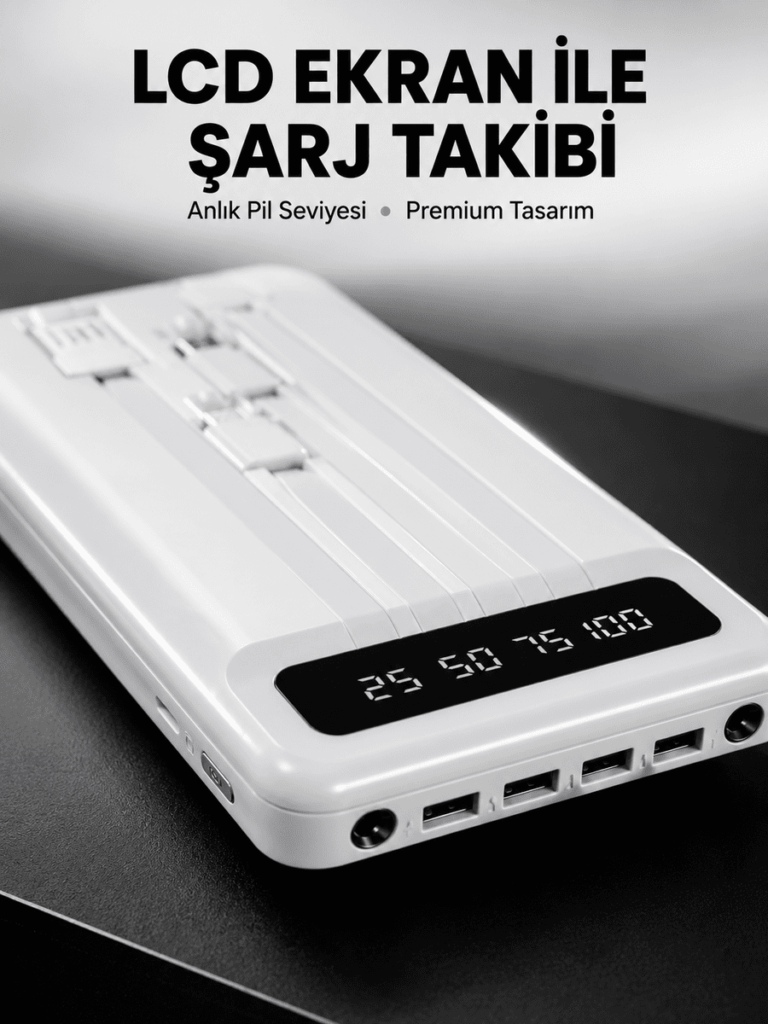 20.000mAh Taşınabilir Powerbank PD Teknolojili Çift USB Çıkışlı Yeni Nesil
