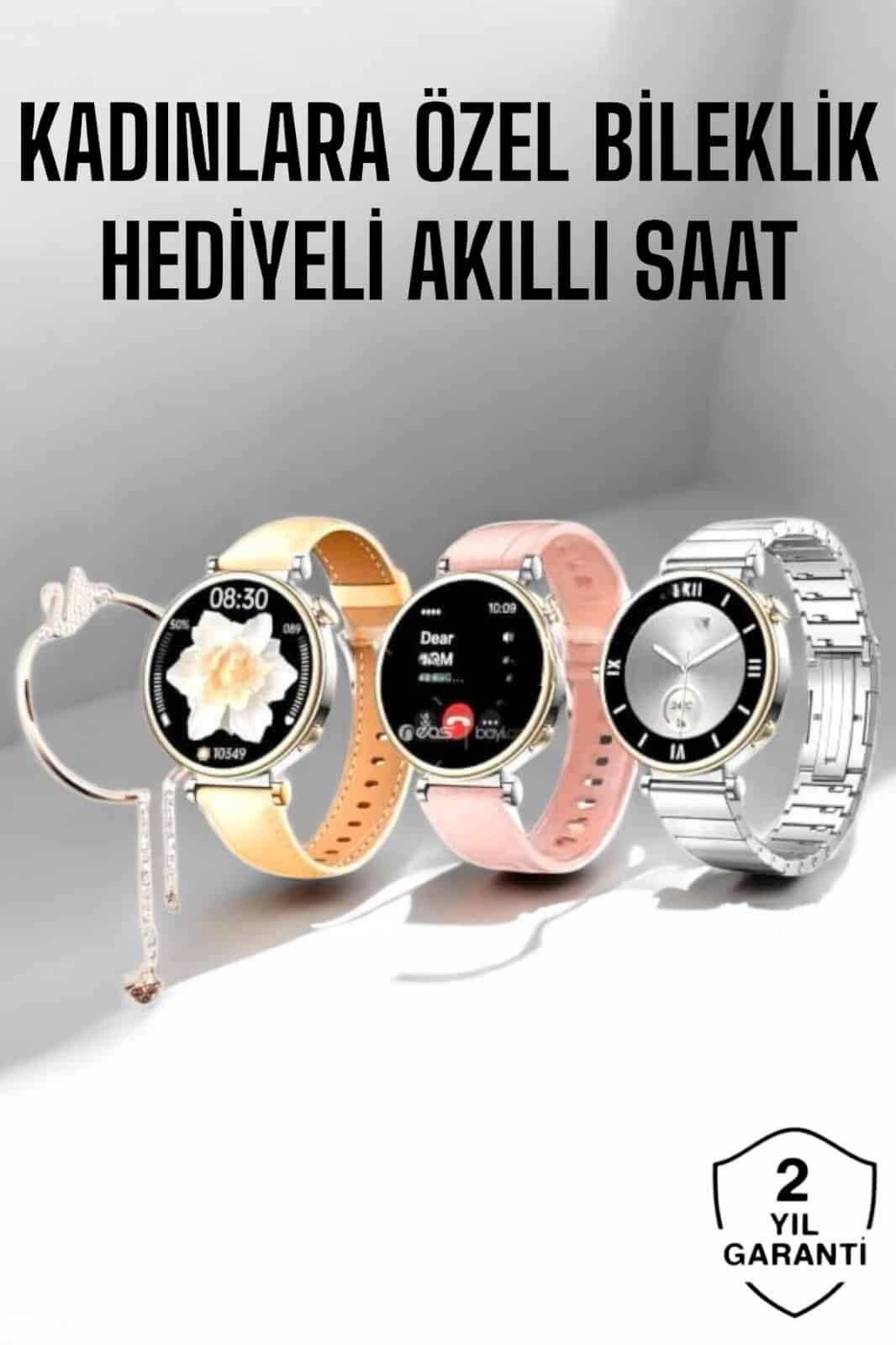 Kadınlara Özel Bileklik Hediyeli Amoled Ekran Akıllı Saat