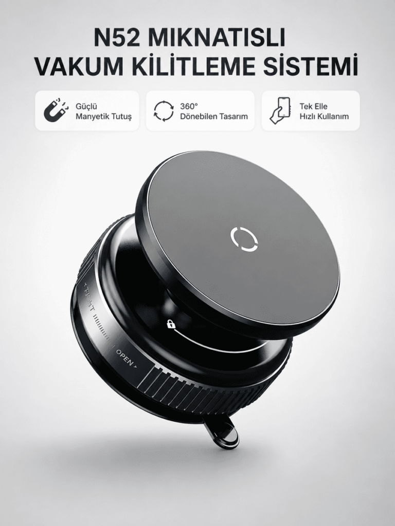 Mıknatıslı Araç Telefon Tutucu Vakum Teknolojili 360° Ayarlanabilir