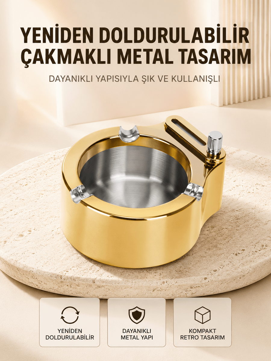 Duman ve Koku Giderici Hava Temizleyici Küllük 2 Katmanlı Filtreli