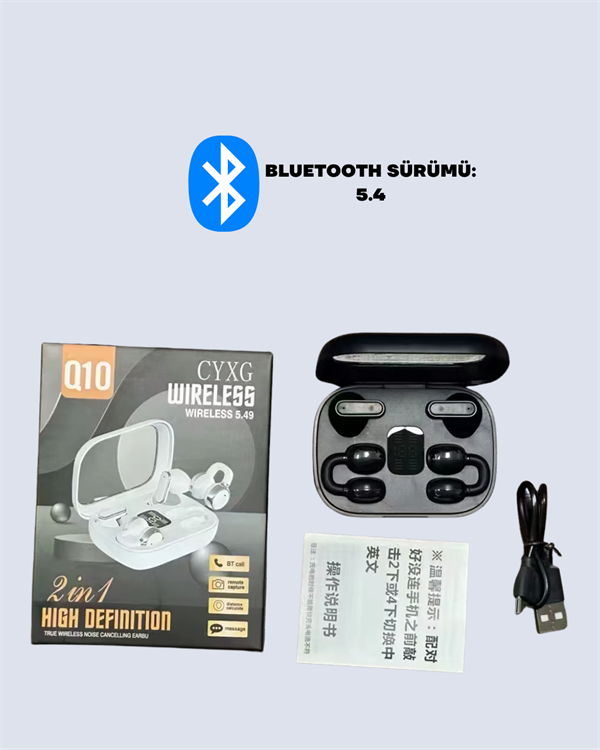 Q10 True Wireless Stereo Kulaklık – Ergonomik Tasarım, 10m Menzil, Type-C