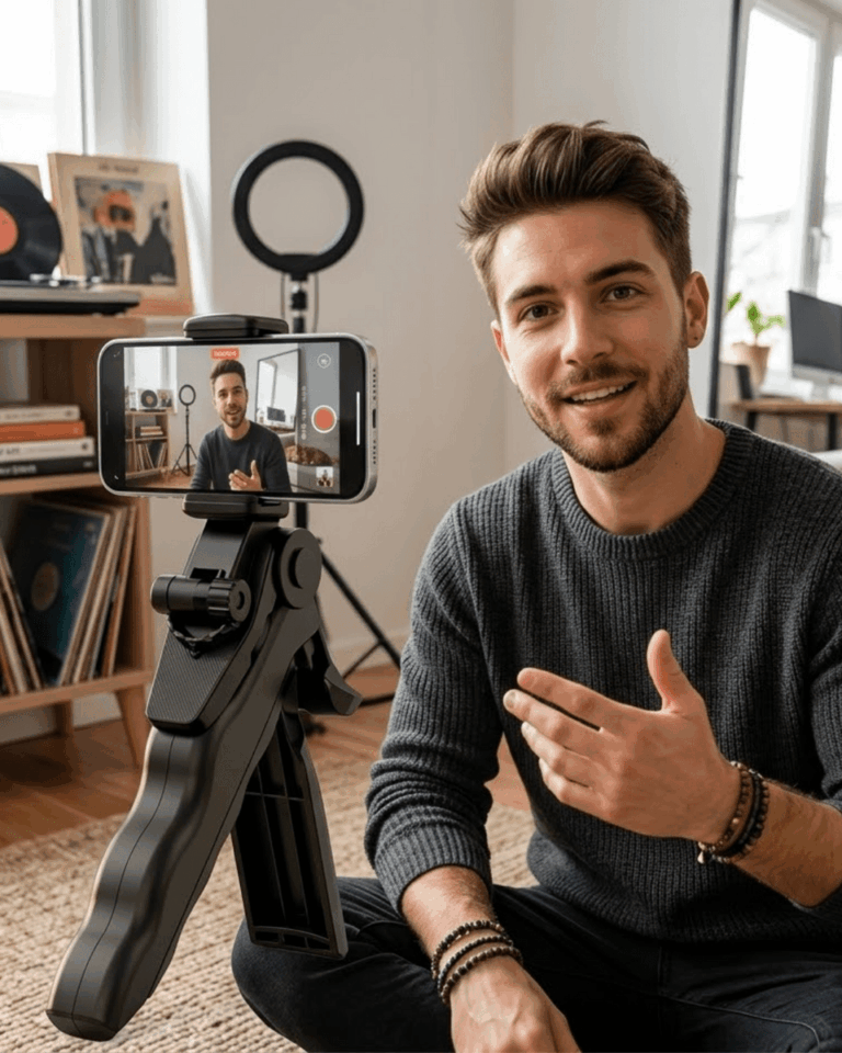 Katlanabilir Telefon Standı Mini Tripod Masaüstü Video Çekim Tutucu