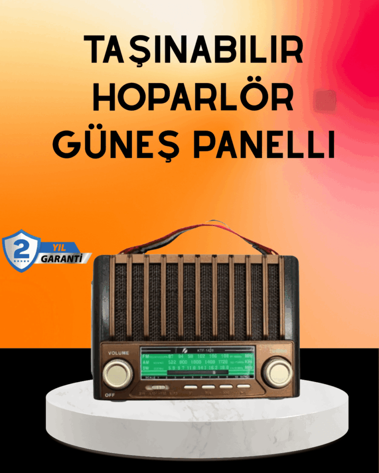 Solar Şarjlı Taşınabilir Radyo Bluetooth Hoparlör USB SD Destekli