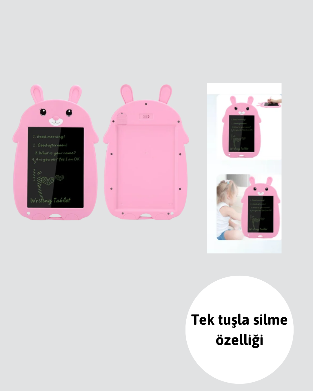 Kağıt Benzeri LCD Yazı Tableti | Tek Tuşla Silme ve Uzun Pil Ömrü