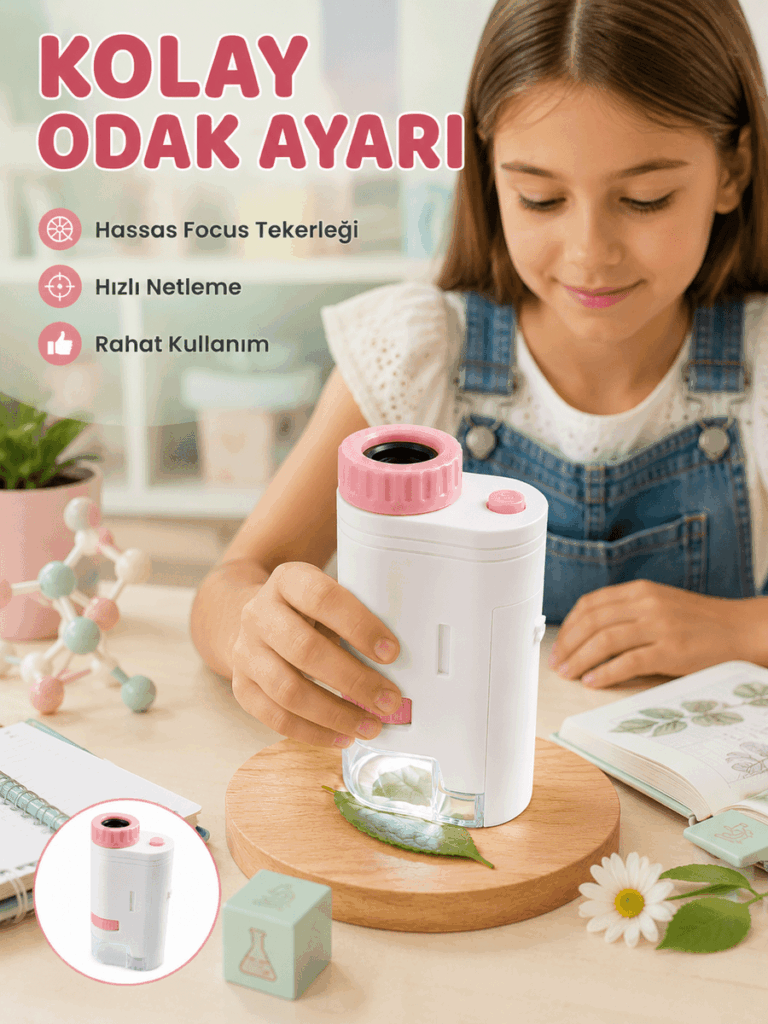 LED Aydınlatmalı Taşınabilir Mikroskop 80X-200X Ayarlanabilir Büyütme Özellikli