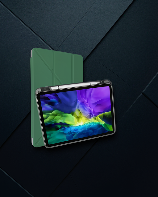 Apple İpad Pro 11 (2018) Kılıf Kalemlikli Mars Tablet Kılıfı - Koyu Yeşil