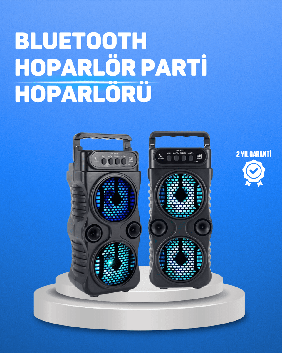 Kablosuz LED Işıklı Bluetooth Hoparlör – FM Radyolu, Mikrofon Girişli