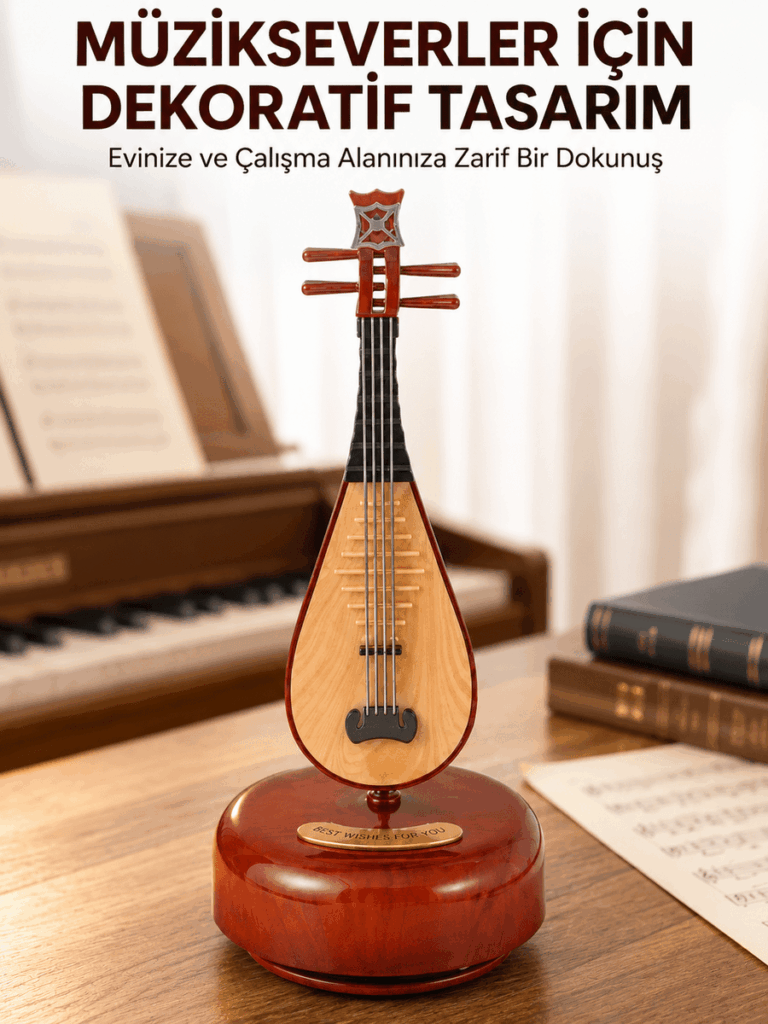 Klasik Ud Figürlü Melodili Müzik Kutusu Şık Hediyelik