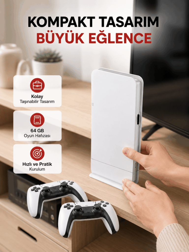 HDMI Çıkışlı Kablosuz 2 Kollu 4K Retro Oyun Kutusu