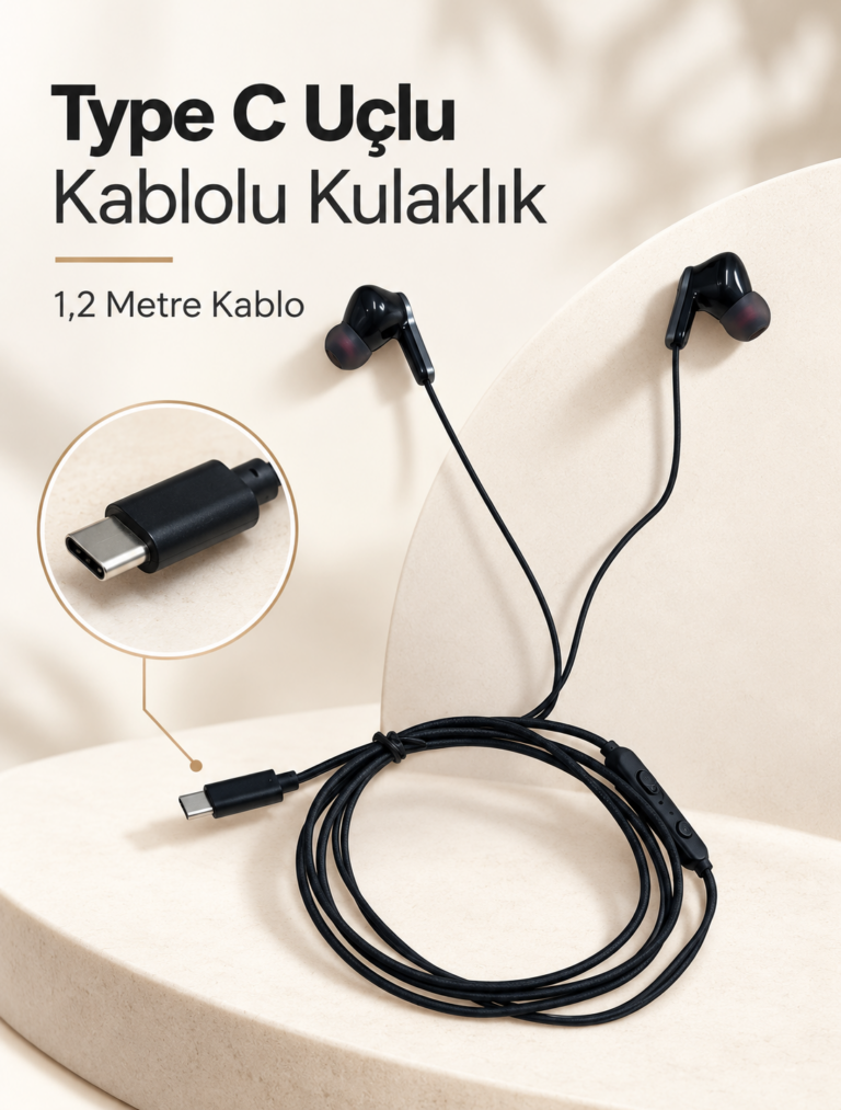 Mikrofonlu ve Kumandalı Kulak İçi Kulaklık Type C Girişli