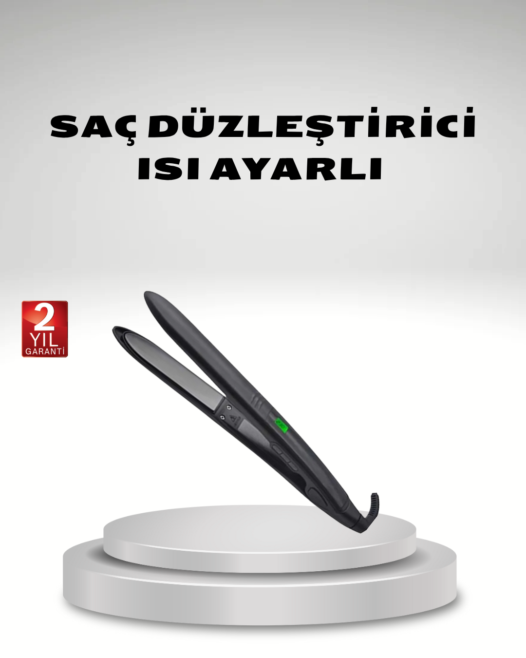 Isı Ayarlı Saç Düzleştirici Titanyum Seramik Plaka, Dijital Ekran
