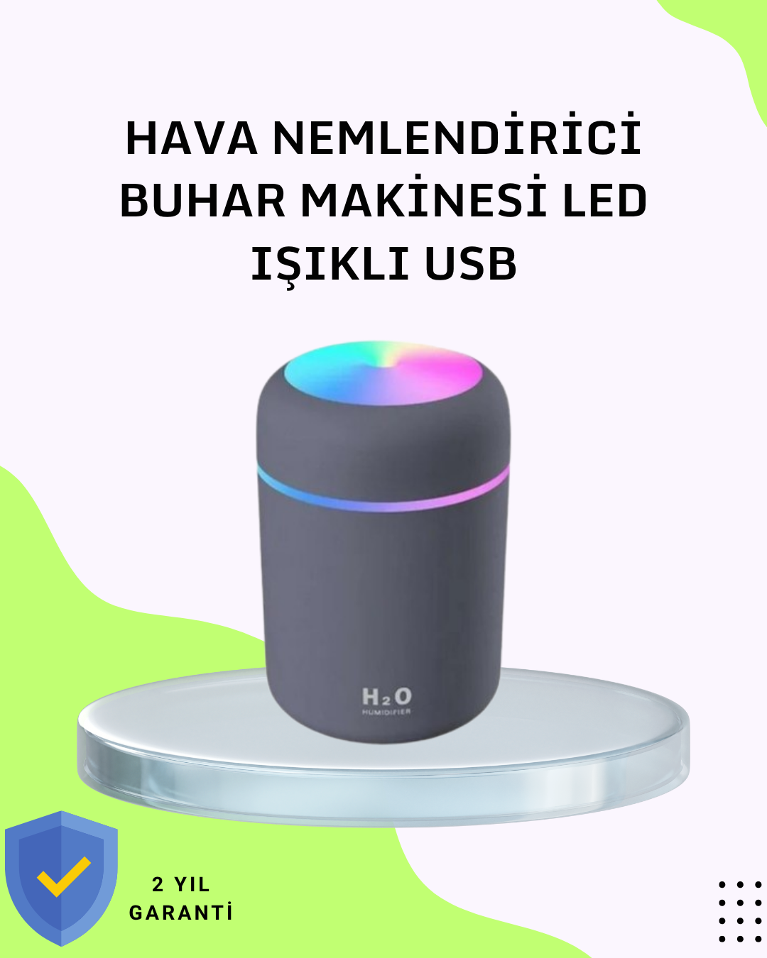 Taşınabilir Hava Nemlendirici – Renkli Işık ve USB Bağlantı