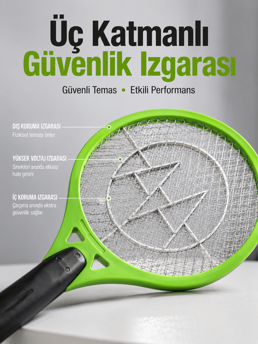 Böcek Önleyici Elektronik Sinek Öldürücü | Üç Katmanlı Güvenlik Izgarası Yeni Nesil