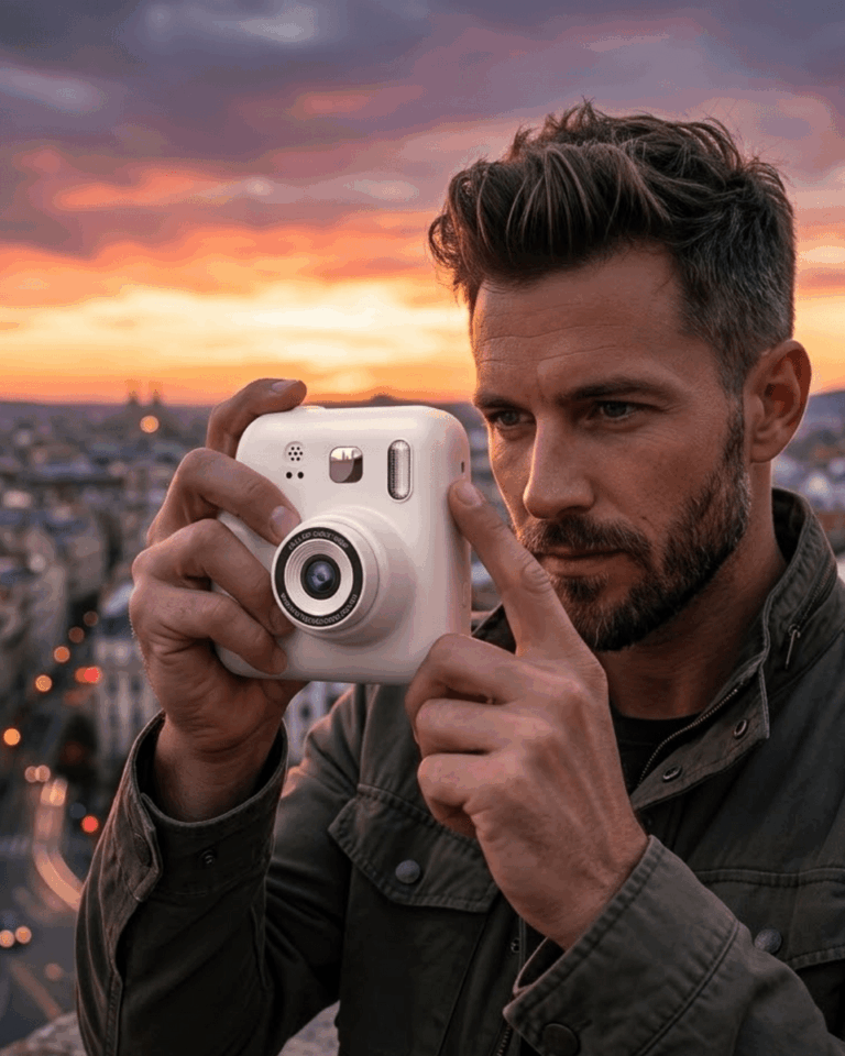 Eğlenceli Baskılı Çocuk Fotoğraf Makinesi Video Çekim 4 Rulo Kağıt 5 Kalem Set