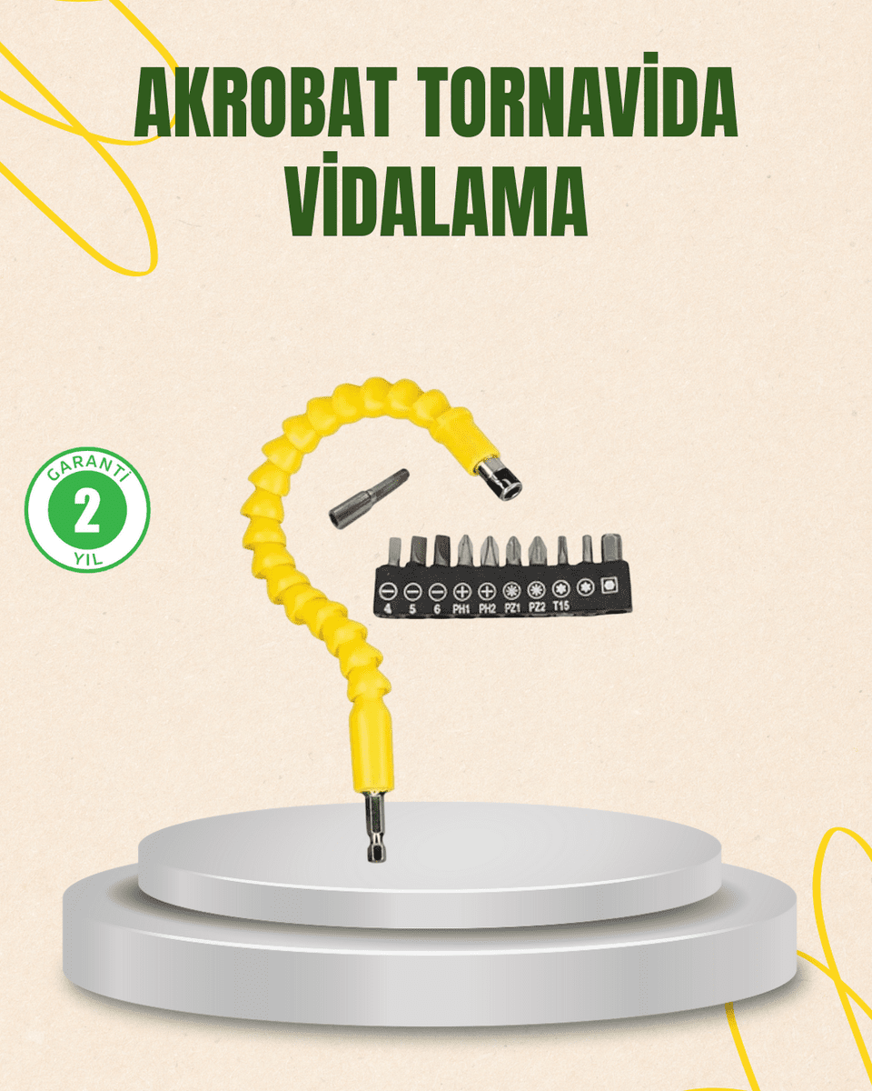 12 Parça Akrobat Vidalama Uç Seti Esnek Dar Alan Kullanım