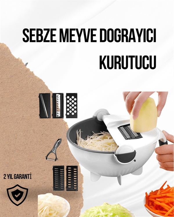 Döner Mekanizmalı Rende Bıçaklı Sebze Dilimleyici Seti