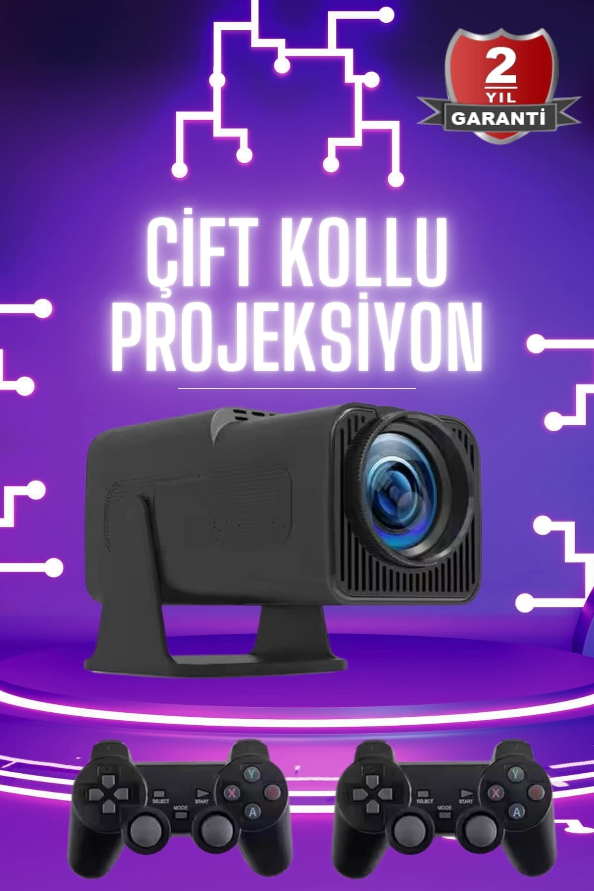 Çift Kollu Projeksiyon Taşınabilir Game Projektör Full Hd 1080P 4k Projeksiyon Gamepad