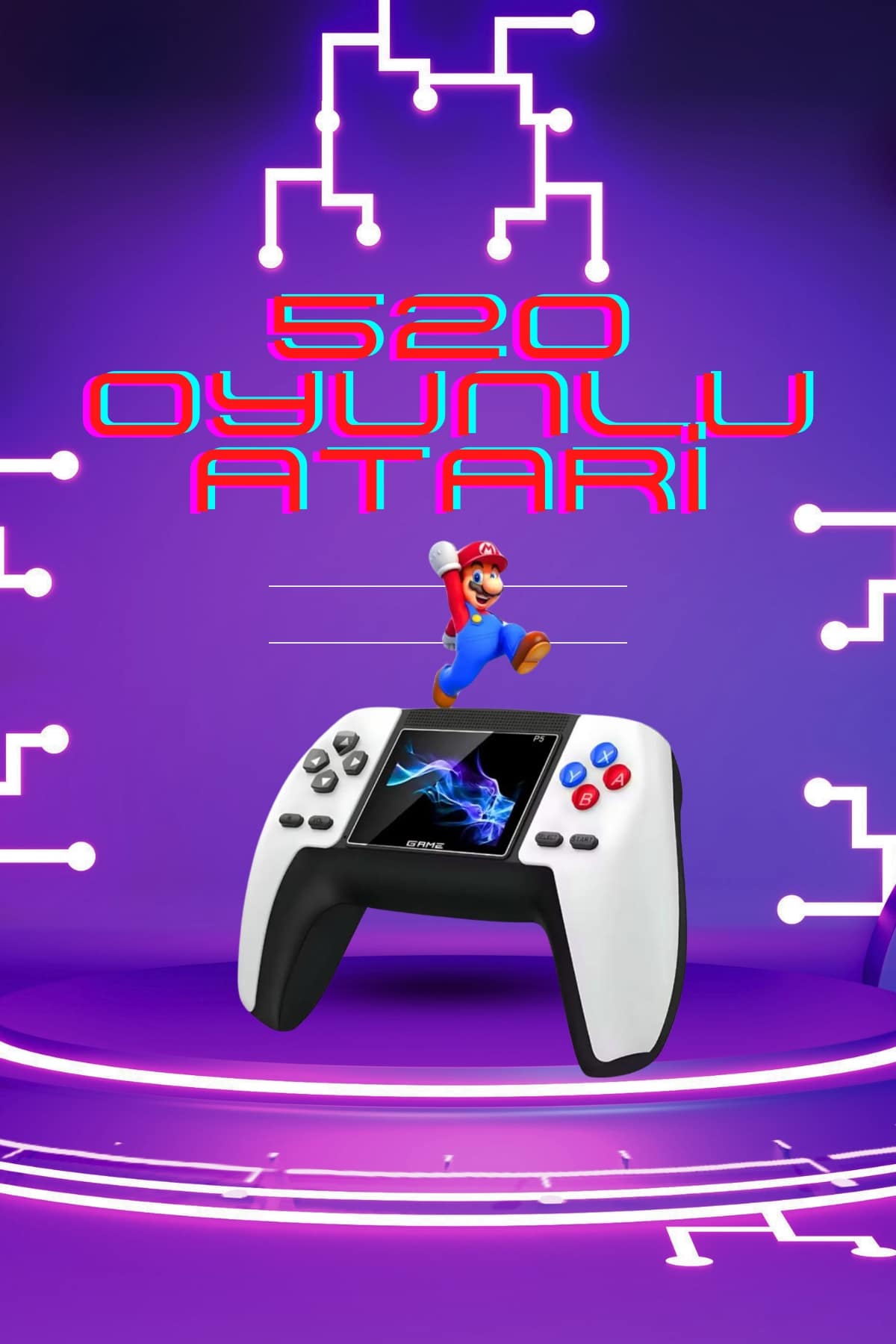 Kablosuz Oyun Konsolu Atari Game Stick Retro Konsol 520 Oyunlu